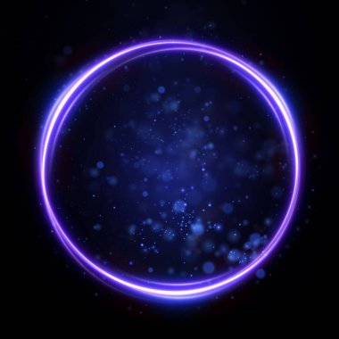 Bir spiral içinde dönen soyut mavi vektör ışık çizgileri. Çizgi hareketinin hafif simülasyonu. Ringden hafif bir iz. Promosyon ürünleri için aydınlatılmış podyum.