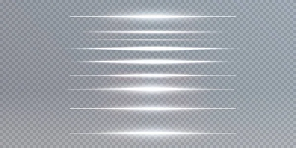 Біла Горизонтальна Лінза Спалахує Лазерні Промені Горизонтальні Світлові Промені Прекрасні — стоковий вектор
