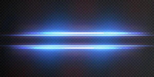 Lichtstralen Van Licht Neon Blauw Verlichte Horizontale Neon Laser Verzameling — Stockvector