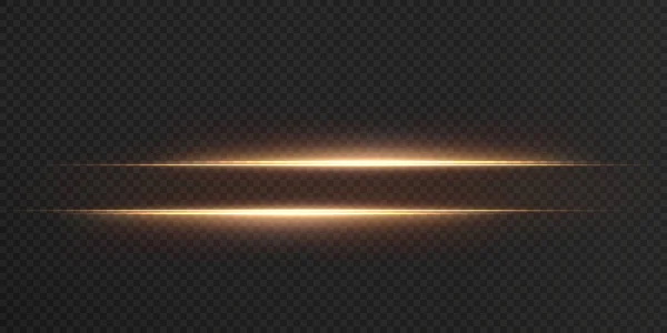 Pacote Flares Lente Horizontal Dourada Raios Laser Raios Luz Horizontais —  Vetores de Stock