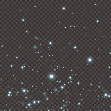 Beyaz şeffaf bir arka planda rüzgarla esen kar tanelerinin soyut kış arkaplanı.