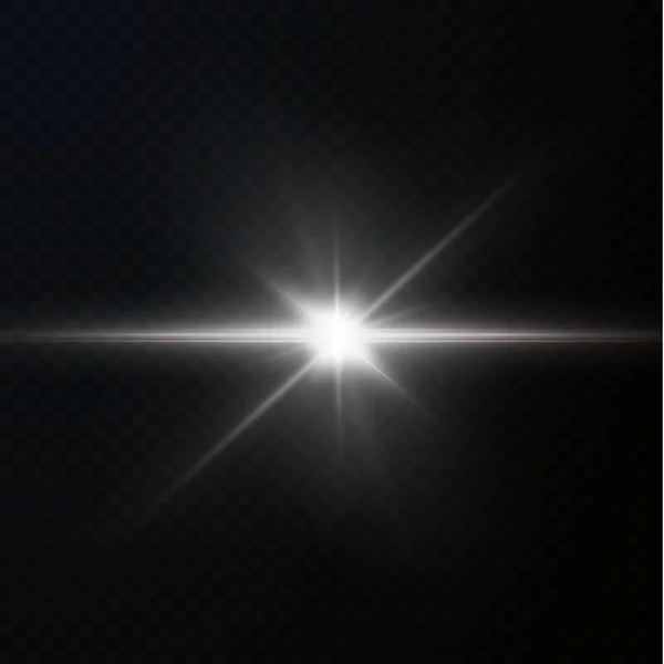 Солнце Светит Яркими Световыми Лучами Реалистичным Бликом Светлая Звезда Прозрачном — стоковый вектор