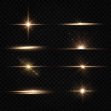 Güneş, gerçekçi bir parıltıyla ışıldıyor. Şeffaf siyah arkaplanda ışık yıldızı.