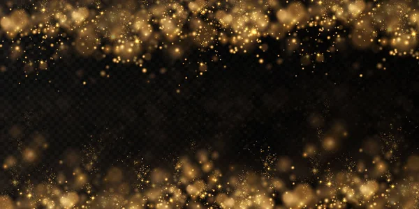 Espumante Dourado Com Estrelas Espumantes Douradas Num Fundo Transparente Textura — Vetor de Stock