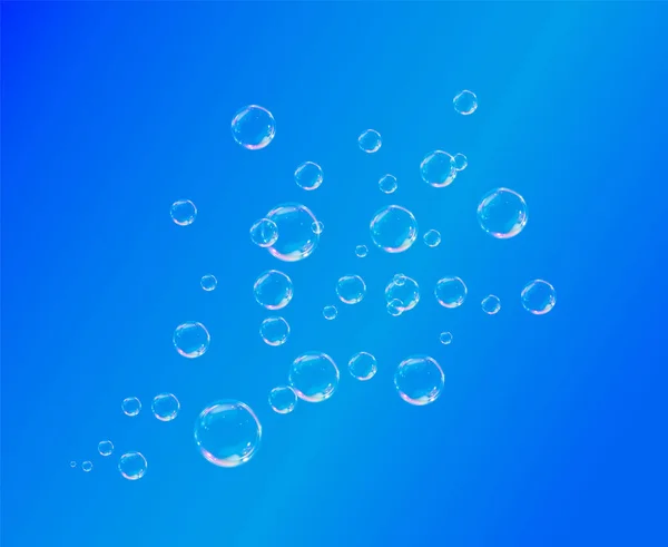 Collection Realistic Soap Bubbles Bubbles Located Transparent Background Vector Flying — Stock Vector