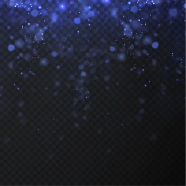 透明な背景に青い輝く星と青い輝く塵 とろけるような食感 豪華グリーティングリッチカードのクリスマス効果 — ストックベクタ