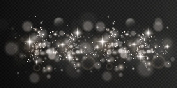 Light Sparkling Dust White Sparkling Stars Transparent Background Glittering Texture — Stock Vector