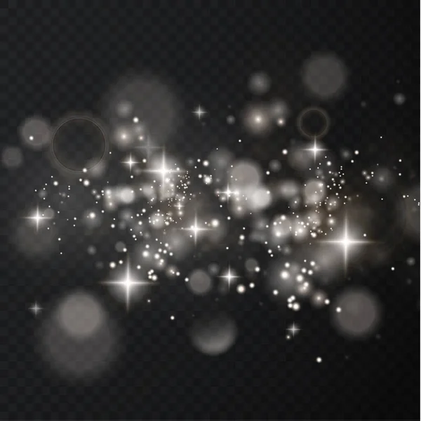 Světlý Třpytivý Prach Bílými Třpytivými Hvězdami Průhledném Pozadí Třpytivá Textura — Stockový vektor