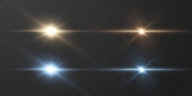 Vektör neon ışık setlerinin etkilerini tanıtmak. Parlak mavi soyut çizgi. Şeffaf mercek parlamasına uygun. Parlak ışık oyun tasarımı, afişler, posterler için kullanılabilir.