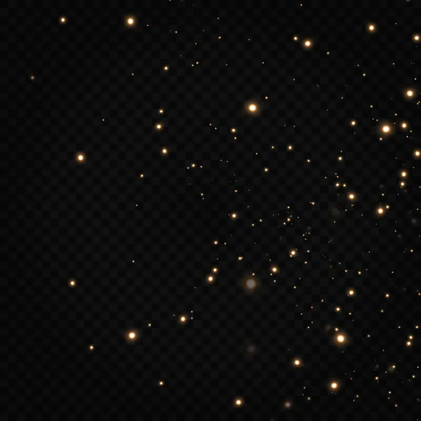 Arany Csillogó Por Arany Csillogó Csillagokkal Átlátszó Háttérrel Ragyogó Textúra — Stock Vector