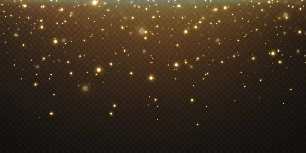 Arany Csillogó Por Arany Csillogó Csillagokkal Átlátszó Háttérrel Ragyogó Textúra — Stock Vector