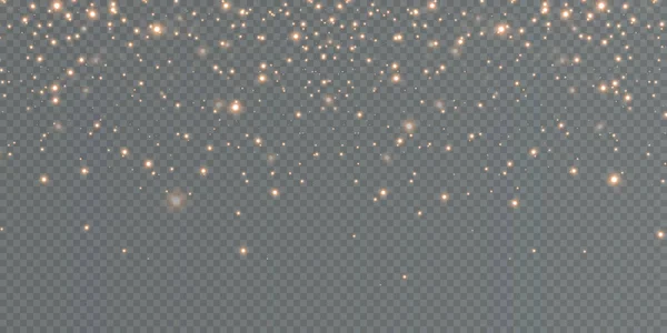 Polvo Brillante Dorado Con Estrellas Brillantes Doradas Sobre Fondo Transparente — Vector de stock