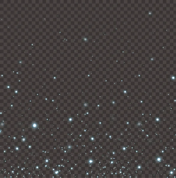 Skinnande stjärnor flyger över natthimlen mitt i natten — Stock vektor