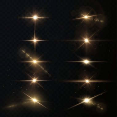 Siyah arkaplanda parlayan altın yıldızlar