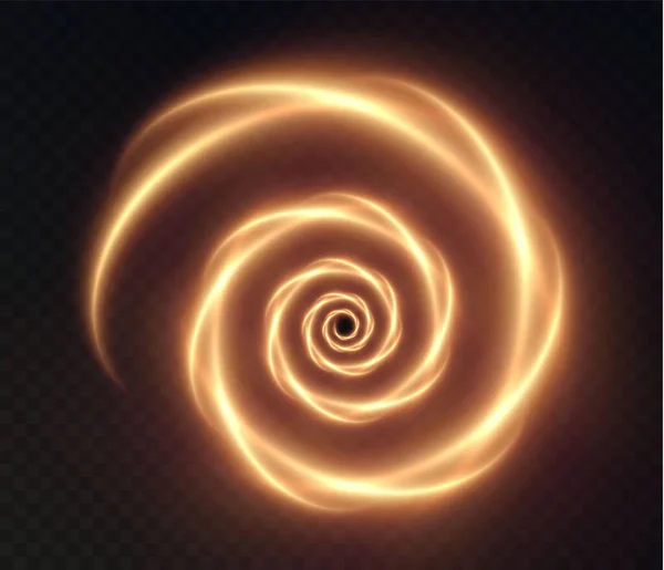 Conjunto de espirales doradas luminosas sobre un transparente — Vector de stock
