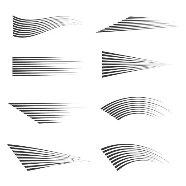 透明な白色の背景に分離された速度線のコレクション 黒抽象ベクトル線 戦闘テンプレート スタンプ 前方効果 — ストックベクタ