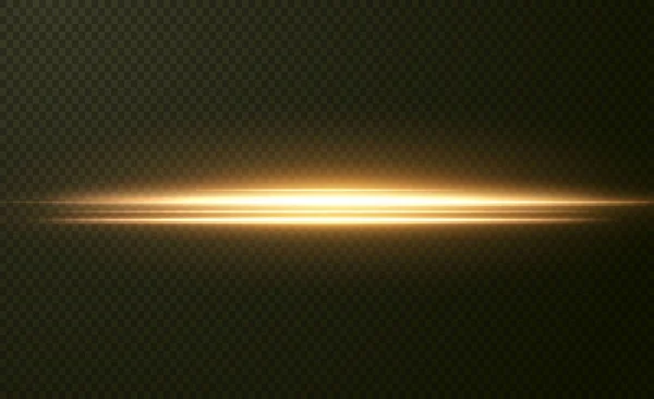 Золота Горизонтальна Лінза Спалахує Лазерні Промені Горизонтальні Світлові Промені Прекрасні — стоковий вектор