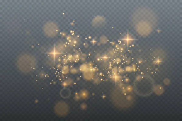 Золотая Пыль Золотыми Сверкающими Звездами Прозрачном Фоне Блестящая Текстура Рождественский — стоковый вектор