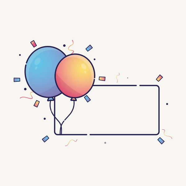 Bunch Balloons Cartoon Flat Style Isolated White Background Vector Illustration — Stock Vector