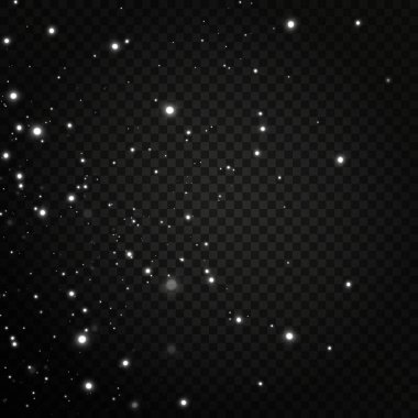 Şeffaf bir arkaplanda mavi parlak yıldızlı mavi parlak toz. Parlak bir doku. Zengin kartı karşılamak için Noel efekti.