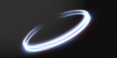 Şeffaf bir arkaplanda parlak neon dalgalı bir ışık çizgisi. Neon ışığı, elektrik ışığı, ışık efekti png. Eğri neon hattı png oyunlar için, video, fotoğraf, çağrı, HUD. İzole vektör illüstrasyonu.