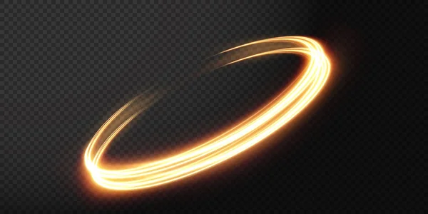 Lysande Guld Vågig Linje Ljus Transparent Bakgrund Guldljus Elektriskt Ljus — Stock vektor
