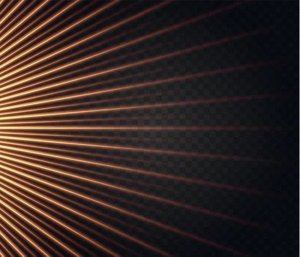 Altın Yatay Mercek Fişekleri Paketi Lazer Işınları Yatay Işık Işınları — Stok Vektör