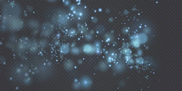 Μπλε Αστραφτερή Σκόνη Μπλε Αστραφτερά Αστέρια Διαφανές Φόντο Λαμπερή Υφή — Διανυσματικό Αρχείο
