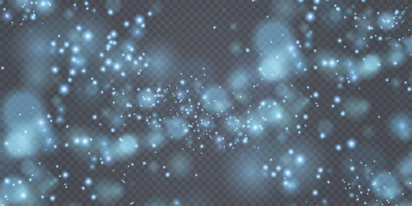 Blå Glittrande Damm Med Blå Glittrande Stjärnor Transparent Bakgrund Glittrande — Stock vektor