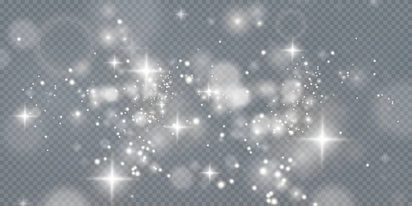 Vánoční zářící světlo bokeh konfety a jiskra — Stockový vektor