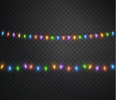 Noel ışıkları. Renkli Noel çelengi. Yalıtımlı festival dekorasyon elementi 2022