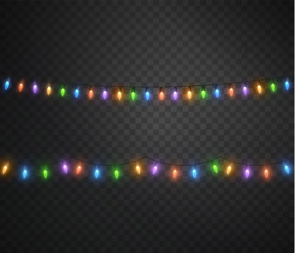 Lumières Noël Guirlande Noël Colorée Élément Décoration Isolant Festif 2022 — Image vectorielle