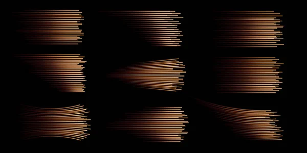 Eine Reihe Von Goldenen Geschwindigkeitslinien Isoliert Den Hintergrund Transparent Sammlung — Stockvektor