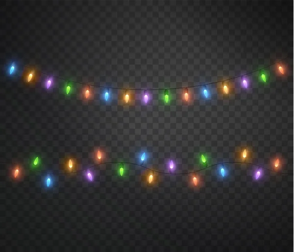 Luzes Natal Guirlanda Natal Colorido Elemento Decoração Isolado Festivo 2022 — Vetor de Stock