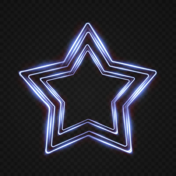 Collection de montures lumineuses étoile néon. Cercle, ovale — Image vectorielle