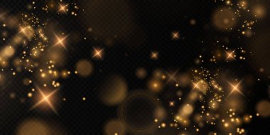 Şeffaf bir zemin üzerinde beyaz parıldayan yıldızlarla aydınlık tozlar. Parlak bir doku. Zengin kartı karşılamak için Noel efekti.