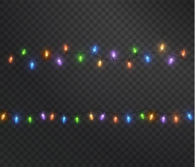 Noel ışıkları. Renkli Noel çelengi. Yalıtımlı festival dekorasyon elementi 2022