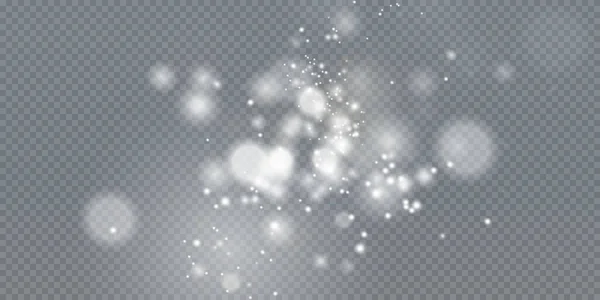 Light Sparkling Dust White Sparkling Stars Transparent Background Glittering Texture — Stock Vector