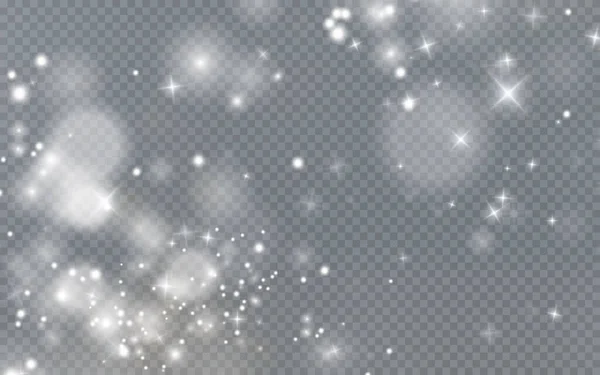 Polvo Brillante Claro Con Estrellas Brillantes Blancas Sobre Fondo Transparente — Archivo Imágenes Vectoriales