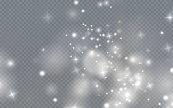 Polvo Brillante Claro Con Estrellas Brillantes Blancas Sobre Fondo Transparente — Archivo Imágenes Vectoriales