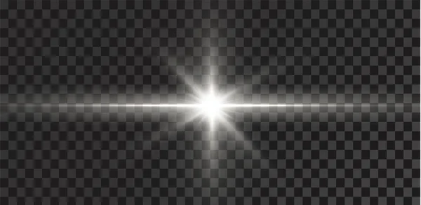 Stelle Luminose Isolate Uno Sfondo Bianco Trasparente Effetti Abbagliamento Radiosità — Vettoriale Stock