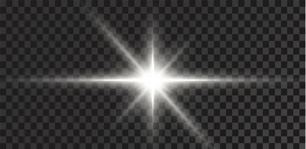 Étoiles Brillantes Isolées Sur Fond Blanc Transparent Effets Éblouissement Éclat — Image vectorielle