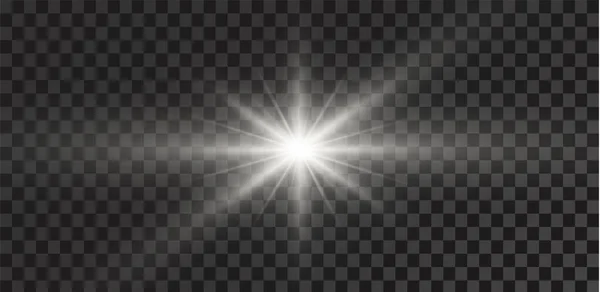 Skinnande Stjärnor Isolerade Transparent Vit Bakgrund Effekter Bländning Utstrålning Explosion — Stock vektor