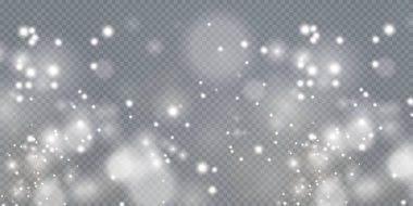 Şeffaf bir zemin üzerinde beyaz parıldayan yıldızlarla aydınlık tozlar. Parlak bir doku. Zengin kartı karşılamak için Noel efekti.