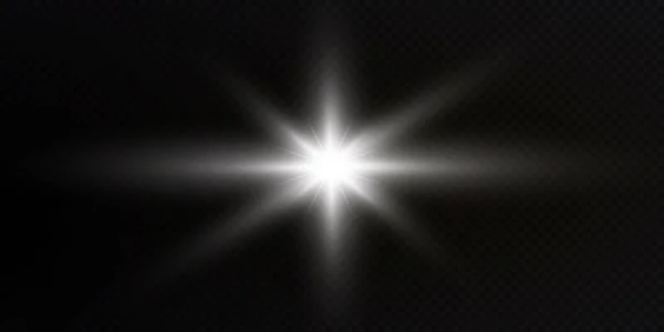 闪耀的星辰在透明的白色背景上被隔离 星星闪耀 美丽的阳光闪耀 矢量说明 — 图库矢量图片