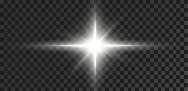 Estrellas Brillantes Aisladas Sobre Fondo Blanco Transparente Efectos Deslumbramiento Resplandor — Archivo Imágenes Vectoriales