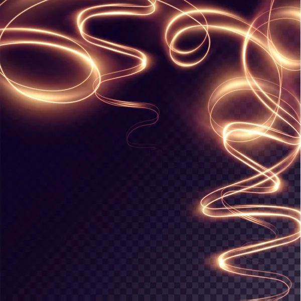 Festive Ligne Lumineuse Dorée Confettis Brillants Effet Doré Brillant Voie — Image vectorielle
