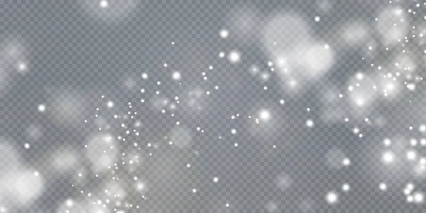 Polvo Brillante Claro Con Estrellas Brillantes Blancas Sobre Fondo Transparente — Vector de stock