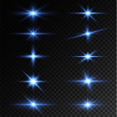 Açık mavi yıldız. Işık flaşı beyaz vektör çizelgesi.