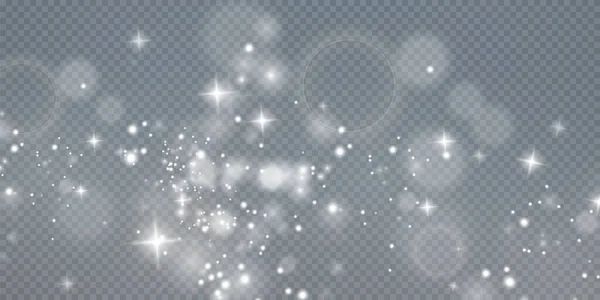Bokeh灯的背景效果 白色的粉色灰尘灯 圣诞背景的闪亮灰尘圣诞灯火通明 为您的设计贴上一层纹理 — 图库矢量图片